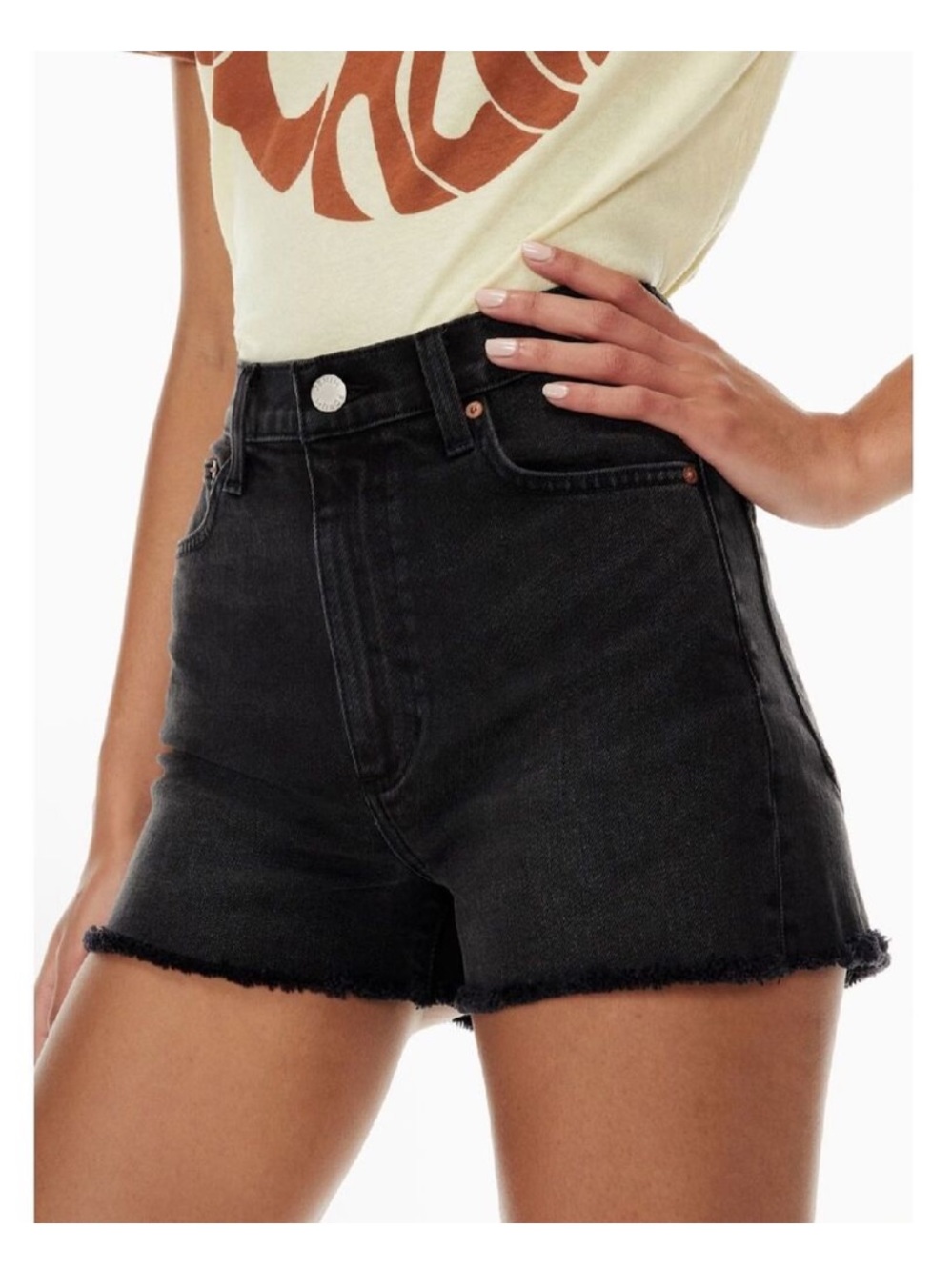 Aritzia Denim Forum the 50’s Arlo High Rise Jean Shorts in Black Size 32 NWOT